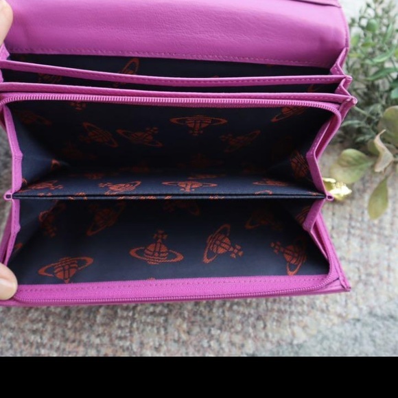 VINTAGE Vivienne Westwood Wallet Purse Long Wallet Orb Pink Woman Authentic Used - Picture 5 of 11